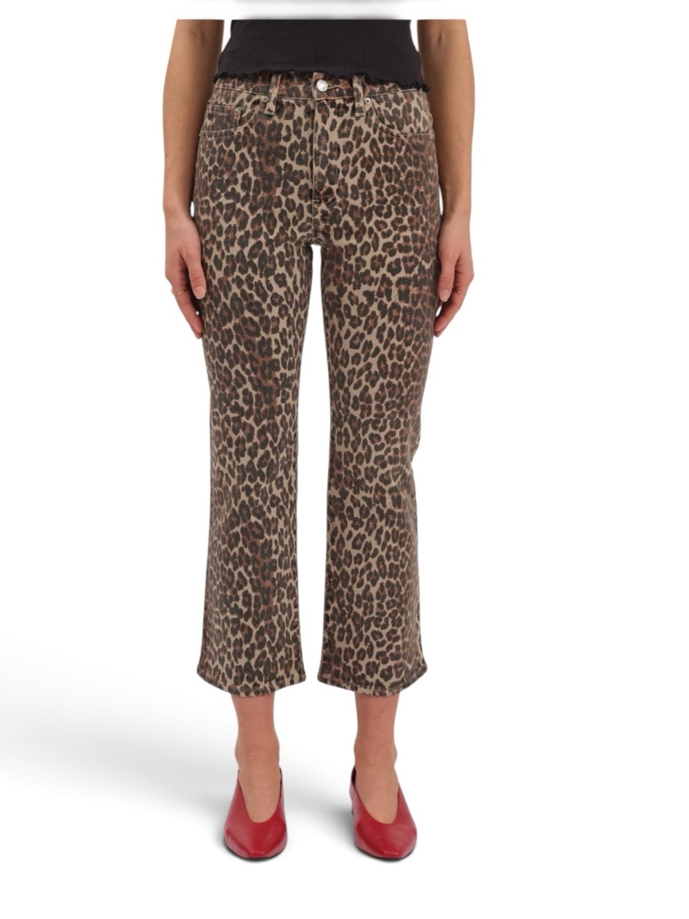 DAZE Shy Girl Leopard Print Kick Flare Jeans Size 29